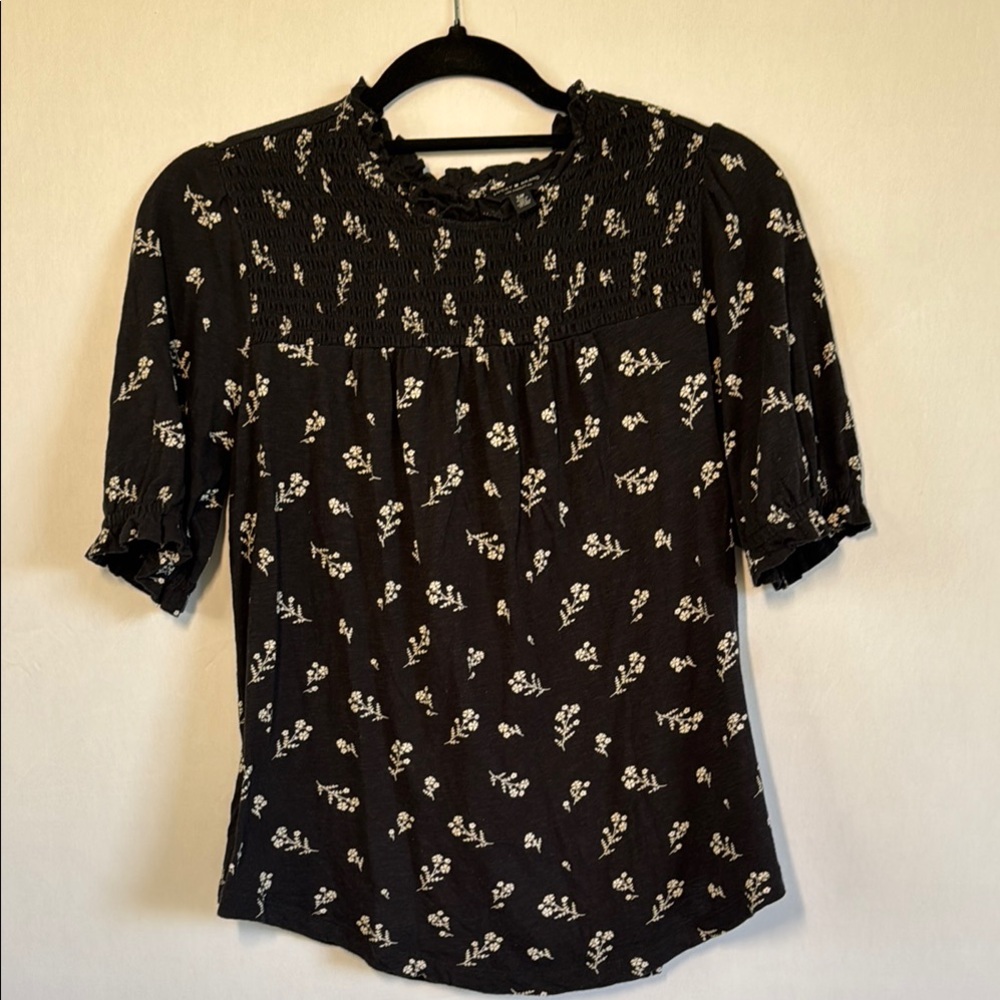 Lucky Brand Black and White Floral Blouse